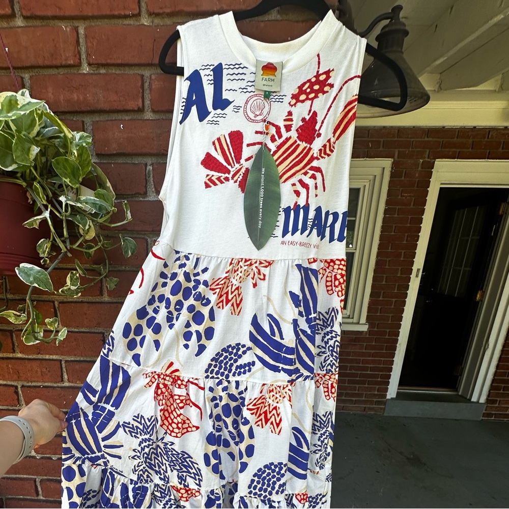 Farm Rio White Al Mare T dress